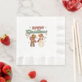 クリスマスカウボーイスノーマン西部ユーモア 縁ありランチョンナプキン (インサイチュ)