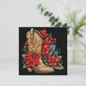 クリスマスカウボーイブーツのホリデーグリーティングカード シーズンカード (スタンド正面)