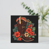 クリスマスカウボーイブーツのホリデーグリーティングカード シーズンカード (スタンド正面)