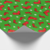 クリスマスカウボーイブーツカントリーウェスタンパターン(の模様が)ある ラッピングペーパー (角)