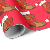 クリスマスカウボーイブーツカントリーウェスタン女性のカーボーイ ラッピングペーパー (ロールコーナー)