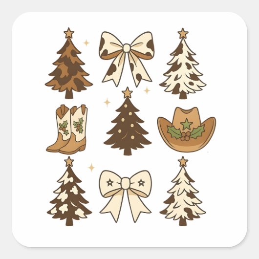 クリスマスカウボーイブーツ ウエスタンサンタ Xmas スクエアシール (正面)