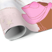 クリスマスカウボーイ女性のカーボーイ素朴ピンク ラッピングペーパー (ロールコーナー)