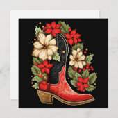 クリスマスカウボーイ靴ホリデーグリーティングカード シーズンカード (正面/裏面)