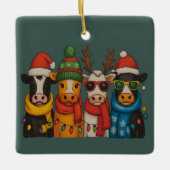 クリスマスカウラバーファームハウスファームサンタハイランド セラミックオーナメント (正面)