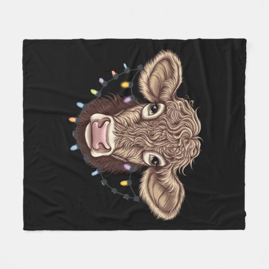 クリスマスカウラバーライツファーム農家クリスマス フリースブランケット (正面(横))