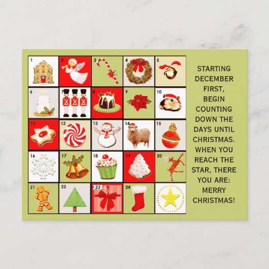 クリスマスカウンタダウングリーティングカード シーズンポストカード (正面)