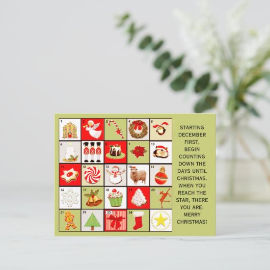 クリスマスカウントダウンのグリーティングカード シーズンポストカード (スタンド正面)