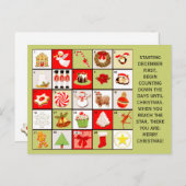 クリスマスカウントダウンのグリーティングカード シーズンポストカード (正面/裏面)