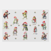 クリスマスカエルのロックバンドラッピング紙 ラッピングペーパーシート (正面)