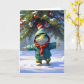クリスマスカエル カード (黄色い花)