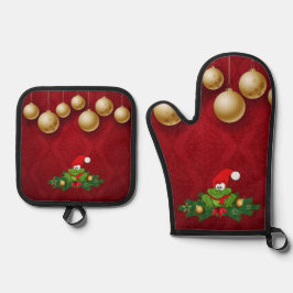 クリスマスカエル 鍋つかみ&鍋敷きセット