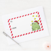 クリスマスカエル 長方形シール (封筒)