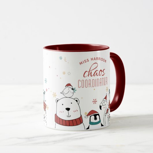クリスマスカオスコーディネーターパーソナライズされたコーヒー マグカップ (正面右)