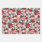 クリスマスカオスバンドルネコ、ペンギン、ポインセチア ラッピングペーパーシート (正面3)