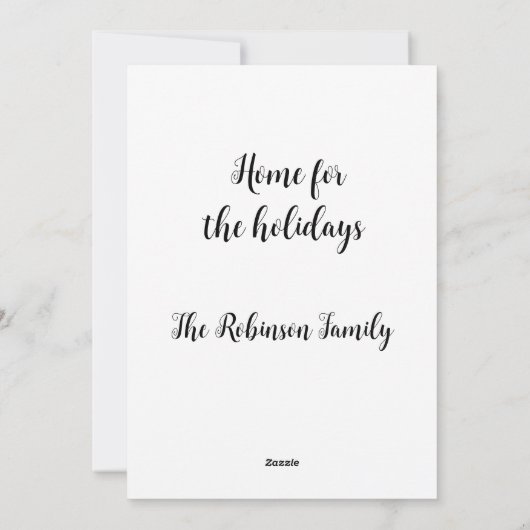 クリスマスカクタスの前でプレゼントを飾った家のイラスト シーズンカード (裏面)