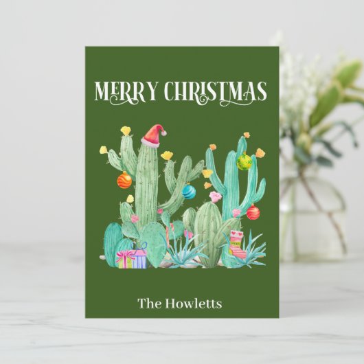 クリスマスカクタス砂漠南西部おめでとう シーズンカード (スタンド正面)