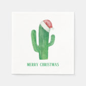 クリスマスカクタス。お正月。緑と赤のカクタス スタンダードカクテルナプキン (正面)