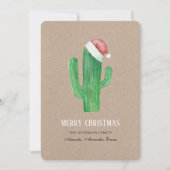 クリスマスカクタス。素朴な新年のサボテン。クラフト シーズンカード (正面)