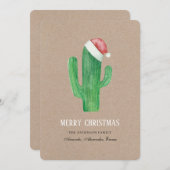 クリスマスカクタス。素朴な新年のサボテン。クラフト シーズンカード (正面/裏面)