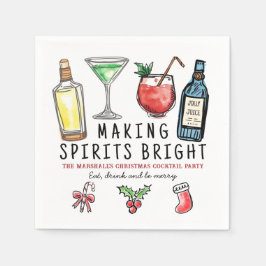 クリスマスカクテルに輝きを "Making Spirits Bright Drinks" スタンダードカクテルナプキン