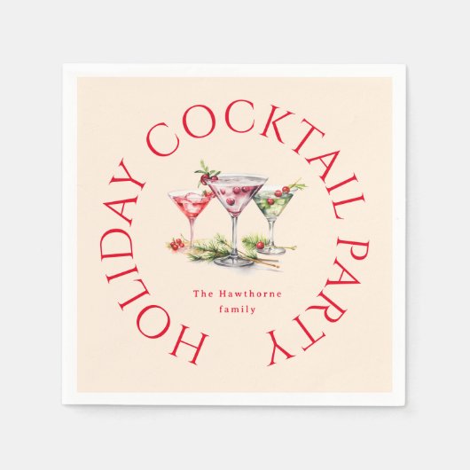 クリスマスカクテルのエレガントパーティー スタンダードカクテルナプキン (正面)