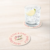 クリスマスカクテルのエレガントパーティー ラウンドペーパーコースター (インサイチュ)