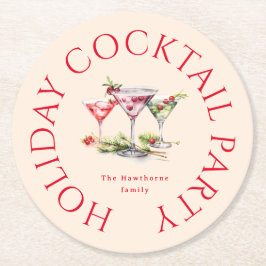 クリスマスカクテルのエレガントパーティー ラウンドペーパーコースター