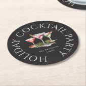 クリスマスカクテルのエレガントパーティー ラウンドペーパーコースター (アングル)