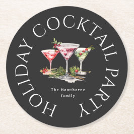 クリスマスカクテルのエレガントパーティー ラウンドペーパーコースター