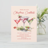 クリスマスカクテルのエレガントパーティー 招待状 (スタンド正面)
