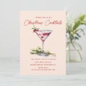 クリスマスカクテルのエレガントパーティー 招待状 (スタンド正面)