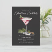 クリスマスカクテルのエレガントパーティー 招待状 (スタンド正面)