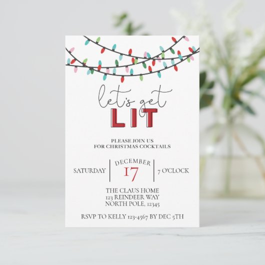 クリスマスカクテルのフレンドサスパーティーをライトアップ 招待状 (スタンド正面)