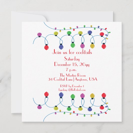 クリスマスカクテルをライトアップしよう招待状 招待状 (裏面)