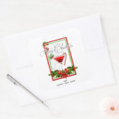 クリスマスカクテルウォーターカラーアート スクエアシール (封筒)