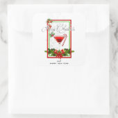 クリスマスカクテルウォーターカラーアート スクエアシール (バッグ)