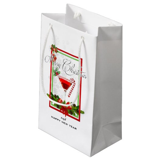 クリスマスカクテルウォーターカラーアート スモールペーパーバッグ (裏面アングル)