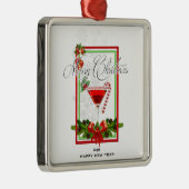 クリスマスカクテルウォーターカラーアート メタルオーナメント (右)