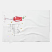 クリスマスカクテルウォーターカラーポインセチアレシピ キッチンタオル (横)