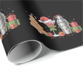 クリスマスカクテルエスプレッソマルティーニ飲料パーティー ラッピングペーパー (ロールコーナー)