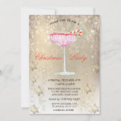 クリスマスカクテルスノーフレーク金ゴールドクリスマス 招待状 (正面)