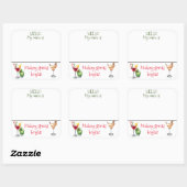 クリスマスカクテルドリンクパーティー名バッジ スクエアシール (シート)