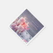 クリスマスカクテルナプキンス、ピンクのクリスマス スタンダードカクテルナプキン (角)