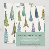 クリスマスカクテルパーティの招待状かわいい木 招待状 (正面/裏面)
