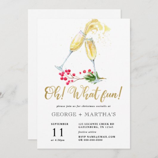  クリスマスカクテルパーティの招待状 招待状 (正面/裏面)