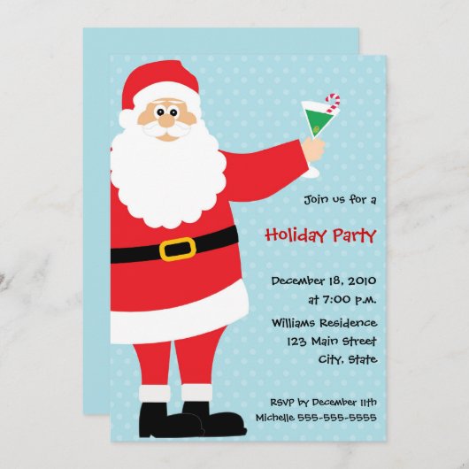 クリスマスカクテルパーティの招待状 招待状 (正面/裏面)