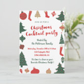 クリスマスカクテルパーティーかわいい木靴下 招待状 (スタンド正面)