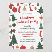 クリスマスカクテルパーティーかわいい木靴下 招待状 (正面/裏面)