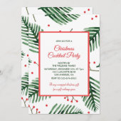 クリスマスカクテルパーティーエレガントエバーグリーン 招待状 (正面/裏面)